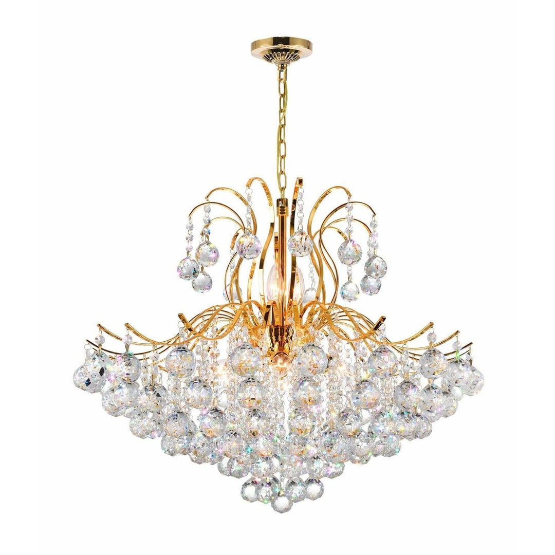 CWI Lighting Chandeliers Gold / K9 Clear Royal 9 Light Down Chandelier with Gold finish by CWI Lighting 8019P28G