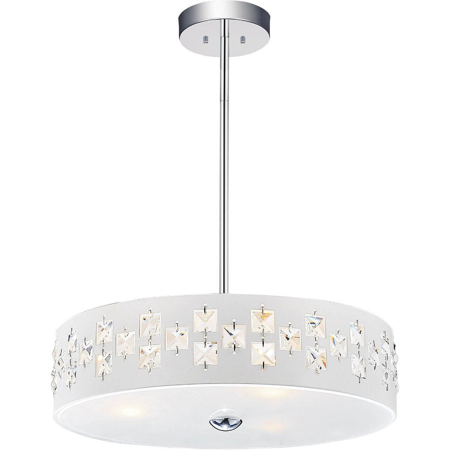 CWI Lighting Pendants White / K9 Clear Stellar 3 Light Drum Shade Mini Pendant with White finish by CWI Lighting 5483P14W