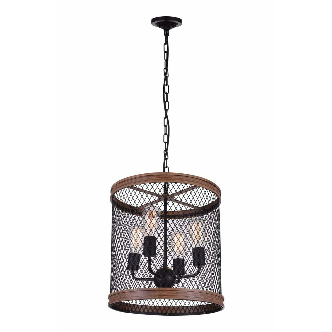CWI Lighting Chandeliers Black Torres 4 Light Drum Shade Chandelier with Black finish by CWI Lighting 9964P16-4-101