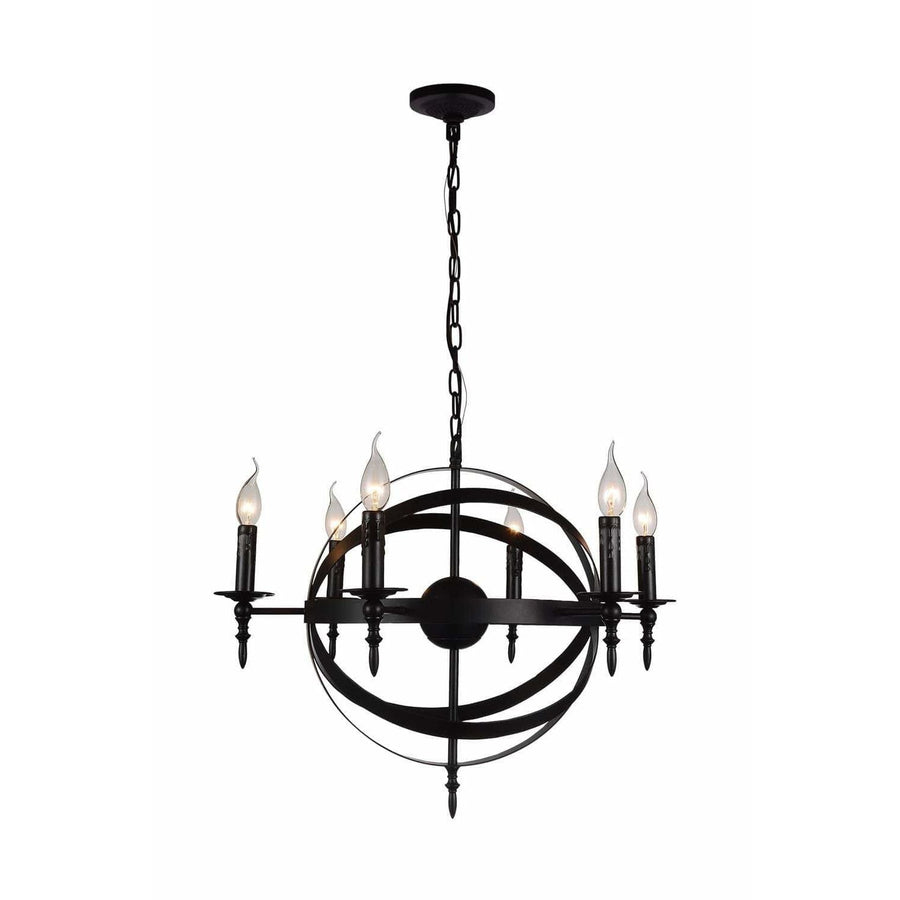 CWI Lighting Chandeliers Black Troy 6 Light Up Chandelier with Black finish by CWI Lighting 9634P25-6-101