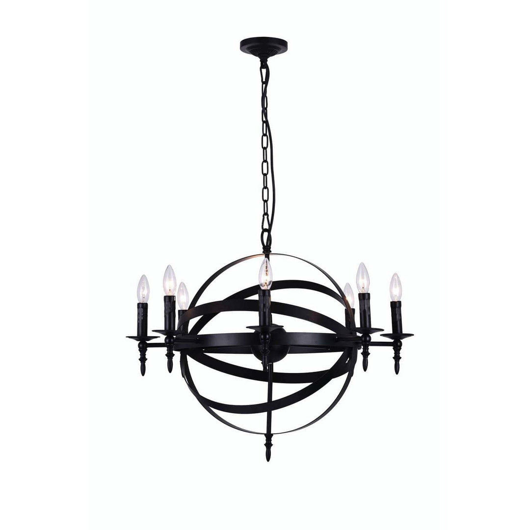 CWI Lighting Chandeliers Black Troy 8 Light Up Chandelier with Black finish by CWI Lighting 9634P28-8-101