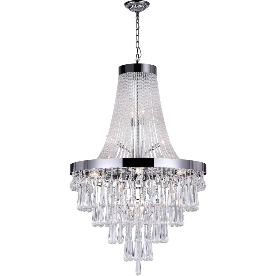 CWI Lighting Chandeliers Chrome / K9 Clear Vast 17 Light Down Chandelier with Chrome finish by CWI Lighting 5078P32C (Clear)