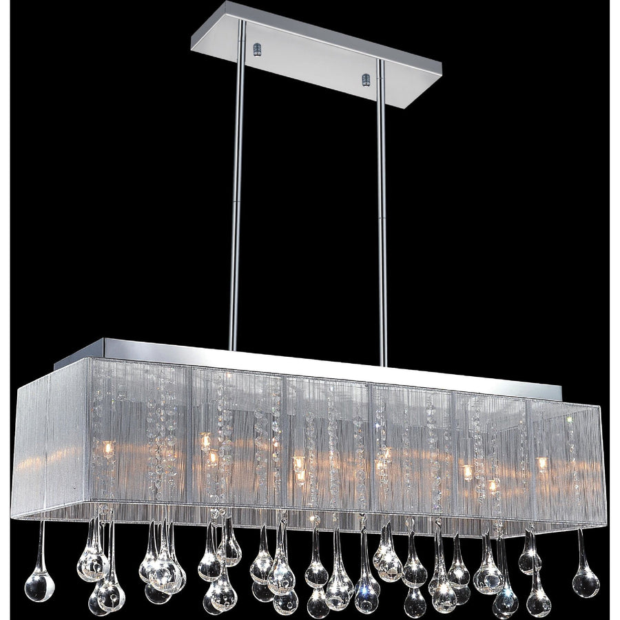 CWI Lighting Chandeliers Chrome / K9 Clear Water Drop 10 Light Drum Shade Chandelier with Chrome finish by CWI Lighting 5005P32C(S-C)