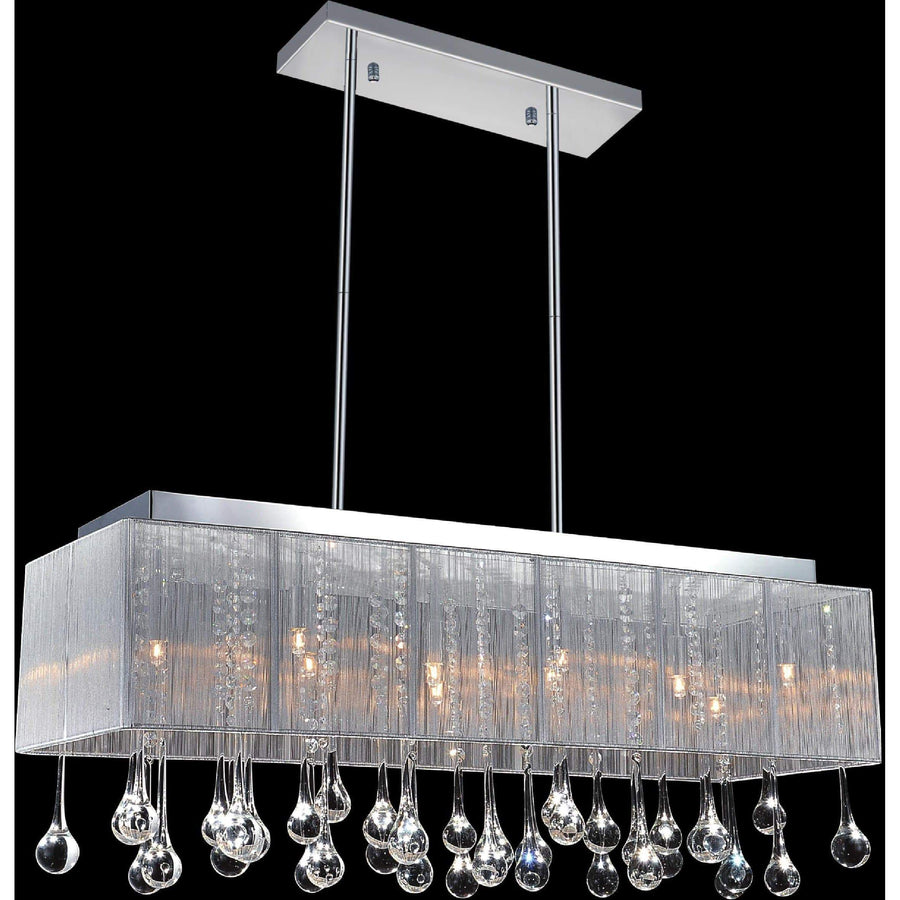 CWI Lighting Chandeliers Chrome / K9 Clear Water Drop 14 Light Drum Shade Chandelier with Chrome finish by CWI Lighting 5005P40C(S-C)