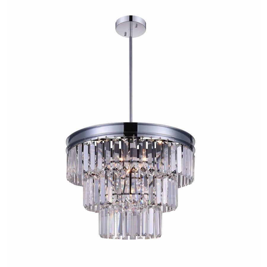 CWI Lighting Chandeliers Chrome / K9 Clear Weiss 5 Light Down Chandelier with Chrome finish by CWI Lighting 9969P18-5-601