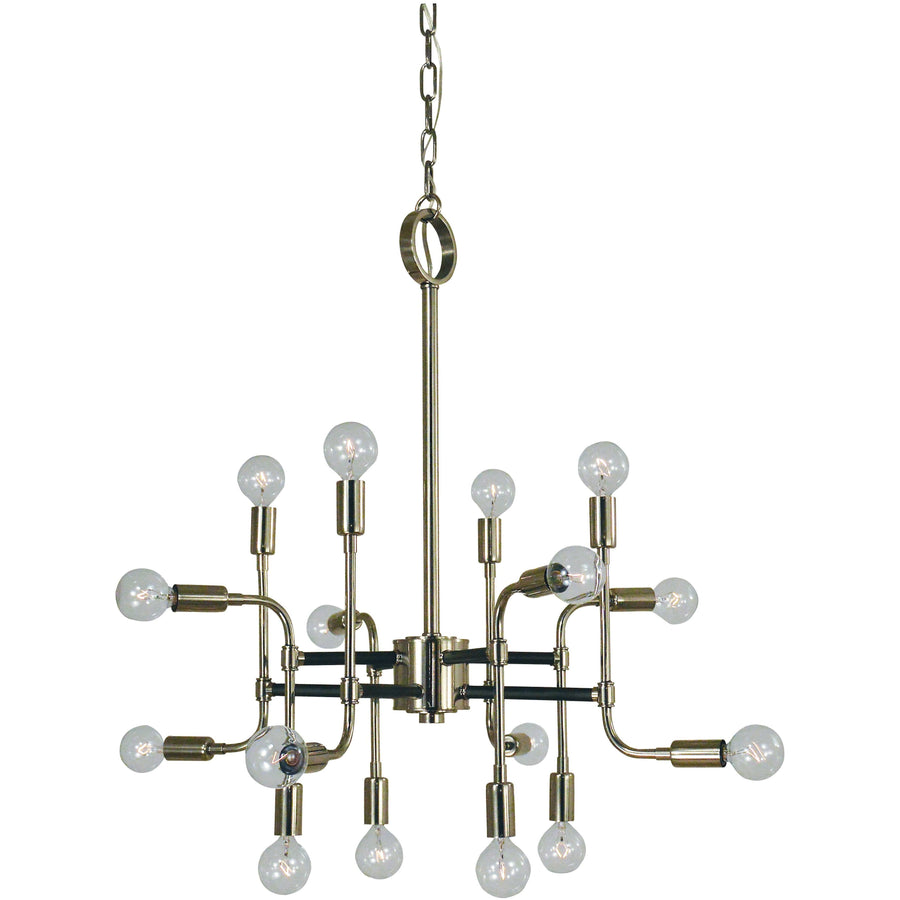Framburg Chandeliers Polished Nickel with Matte Black Accents 16-Light Polished Nickel/Matte Black Fusion Chandelier by Framburg 3056