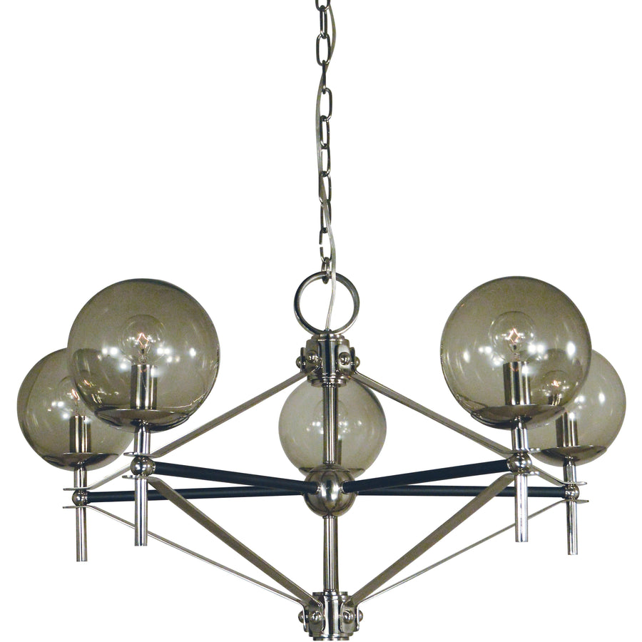 Framburg Chandeliers Polished Nickel with Matte Black Accents 5-Light Calista Dining Chandelier by Framburg 5065
