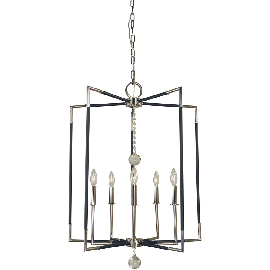 Framburg Chandeliers Polished Nickel with Matte Black Accents 5-Light Felicity Dining Chandelier by Framburg 5042