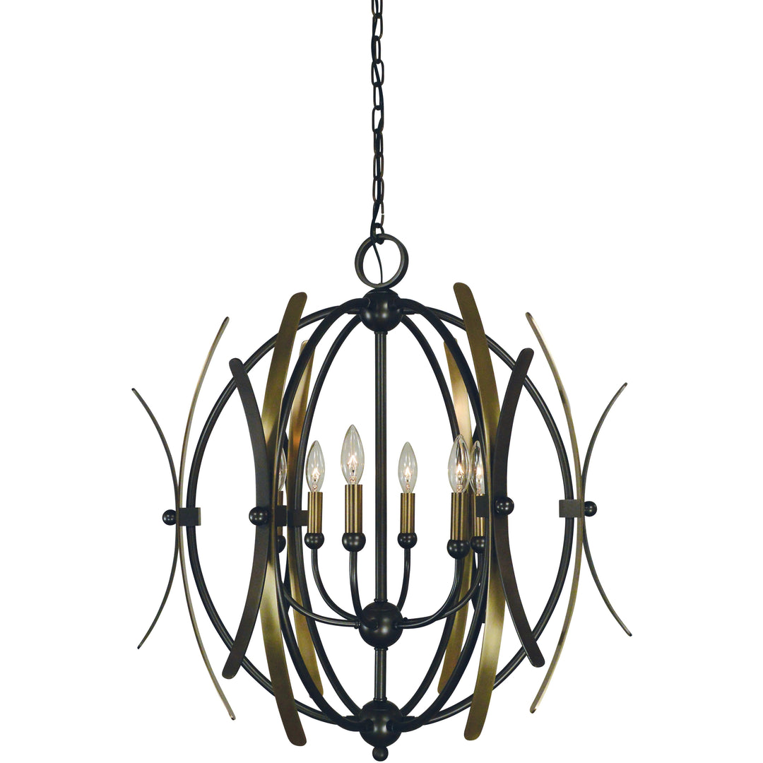 Framburg Chandeliers Mahogany Bronze with Antique Brass Accents 6-Light Monique Dining Chandelier by Framburg 5055