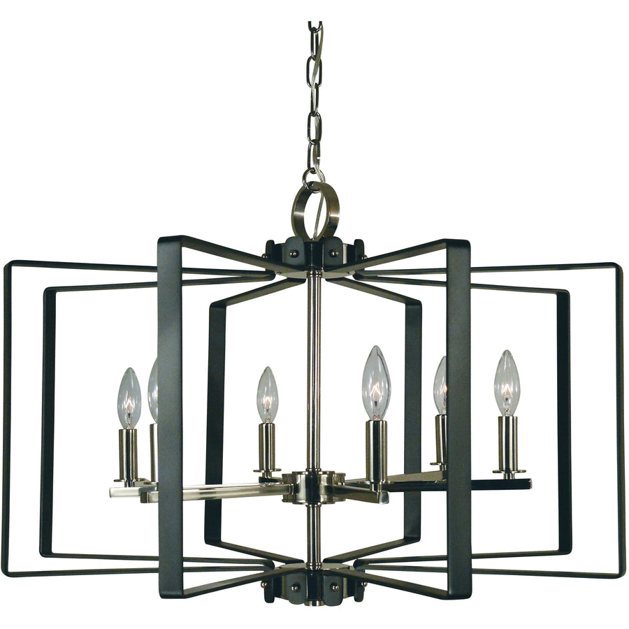 Framburg Chandeliers Polished Nickel with Matte Black Accents 6-Light Polished Nickel/Matte Black Camille Chandelier by Framburg 3055