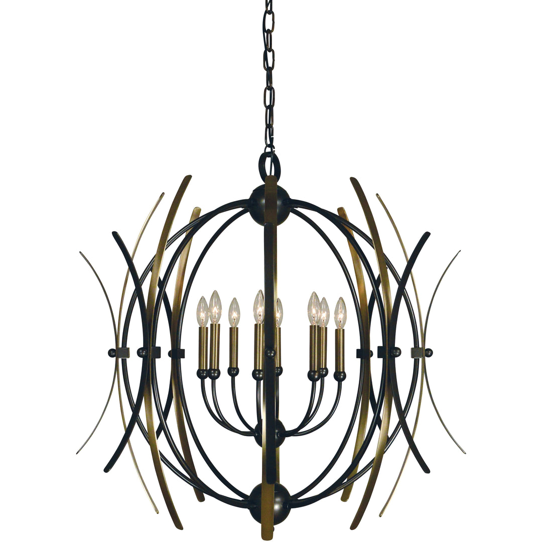 Framburg Chandeliers Mahogany Bronze with Antique Brass Accents 8-Light Monique Dining Chandelier by Framburg 5058