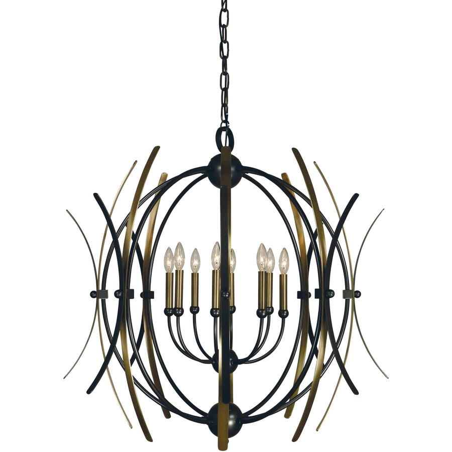 Framburg Chandeliers Mahogany Bronze with Antique Brass Accents 8-Light Monique Dining Chandelier by Framburg 5058