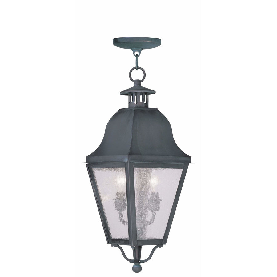Livex Lighting Outdoor Pendants Lanterns Charcoal / Seeded Glass Amwell Charcoal Outdoor Pendant Lantern  By Livex Lighting 2546-61