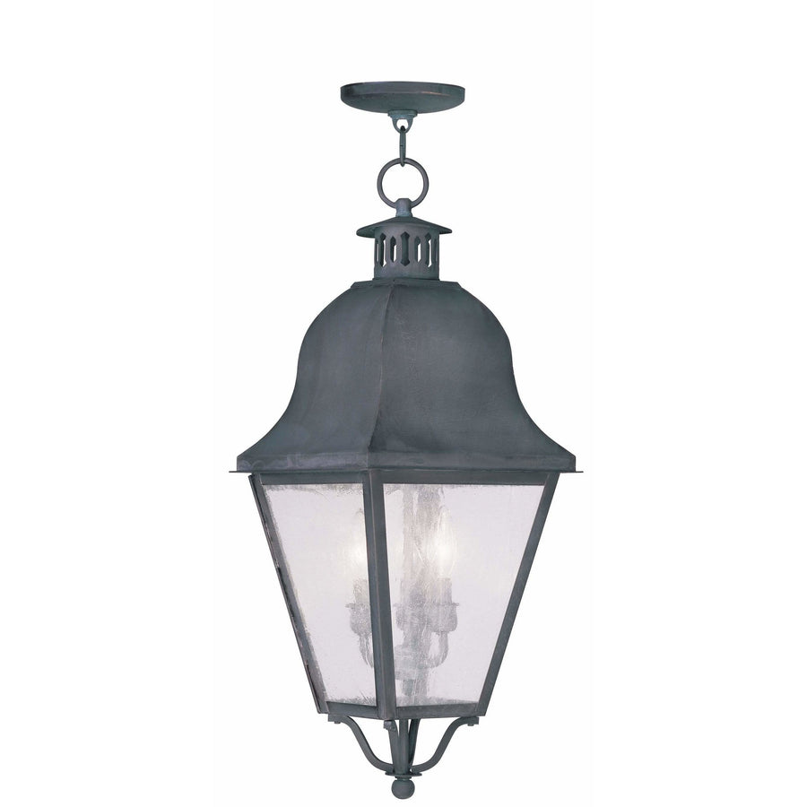 Livex Lighting Outdoor Pendants Lanterns Charcoal / Seeded Glass Amwell Charcoal Outdoor Pendant Lantern  By Livex Lighting 2557-61