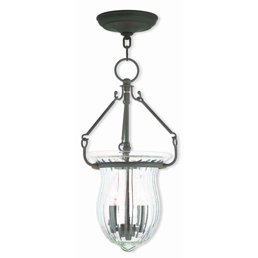 Livex Lighting Pendants Bronze / Hand Crafted Fluted Clear Glass Andover Bronze Pendant By Livex Lighting 50942-07