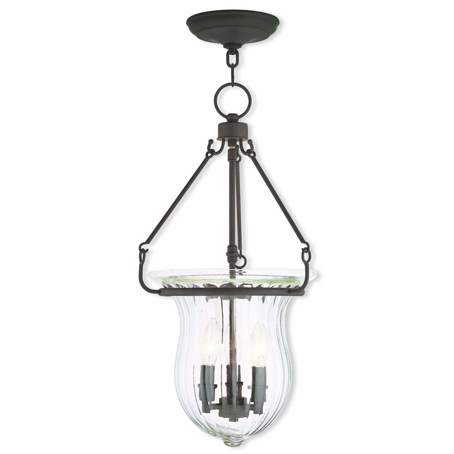 Livex Lighting Pendants Bronze / Hand Crafted Fluted Clear Glass Andover Bronze Pendant By Livex Lighting 50944-07