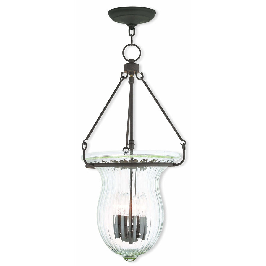 Livex Lighting Pendants Bronze / Hand Crafted Fluted Clear Glass Andover Bronze Pendant By Livex Lighting 50946-07