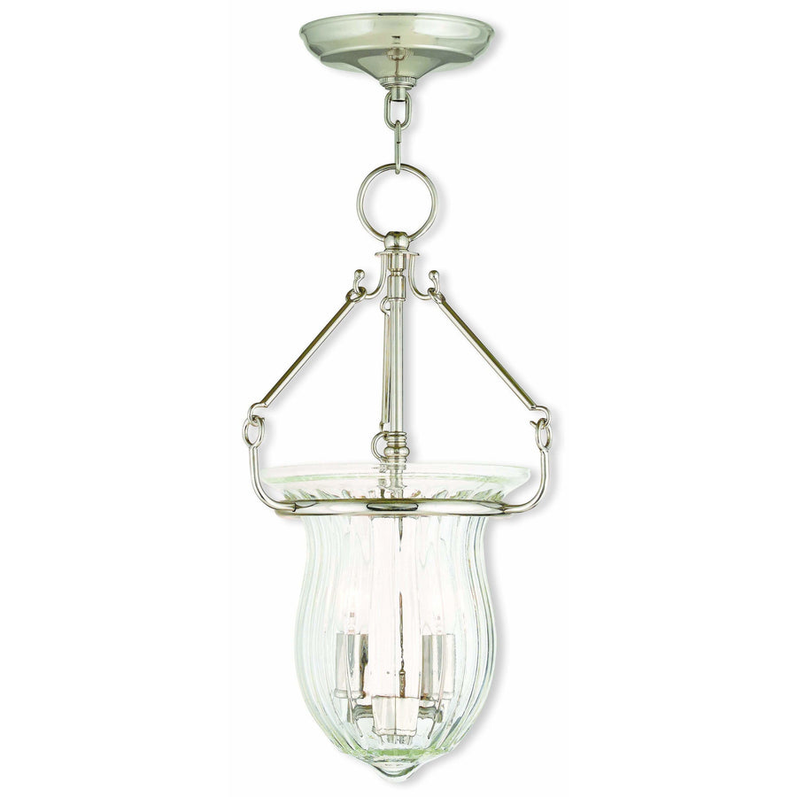 Livex Lighting Pendants Polished Nickel / Hand Crafted Fluted Clear Glass Andover Polished Nickel Pendant By Livex Lighting 50942-35