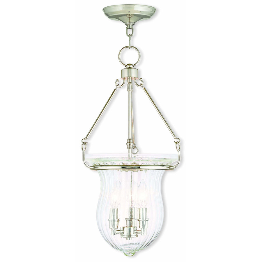 Livex Lighting Pendants Polished Nickel / Hand Crafted Fluted Clear Glass Andover Polished Nickel Pendant By Livex Lighting 50944-35