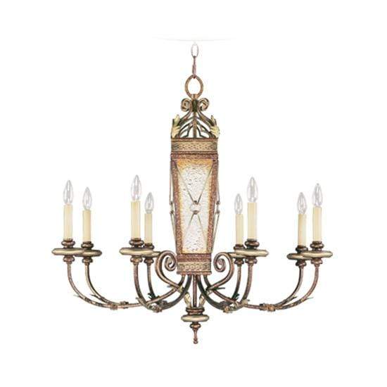 Livex Lighting Chandeliers Palacial Bronze with Gilded Accents / Antiqued Mirrored Column Bristol Manor Palacial Bronze with Gilded Accents Chandelier By Livex Lighting 8878-64