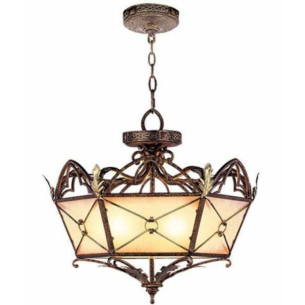 Livex Lighting Convertible Chain Hang/Ceiling Mounts Palacial Bronze with Gilded Accents / Gold Dusted Art Glass Bristol Manor Palacial Bronze with Gilded Accents Convertible Chain Hang/Ceiling Mount By Livex Lighting 8825-64