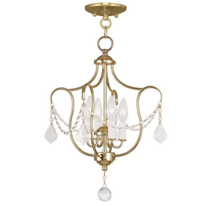 Livex Lighting Chesterfield Polished Brass Convertible Chain Hang/Ceiling Mount 6434-02