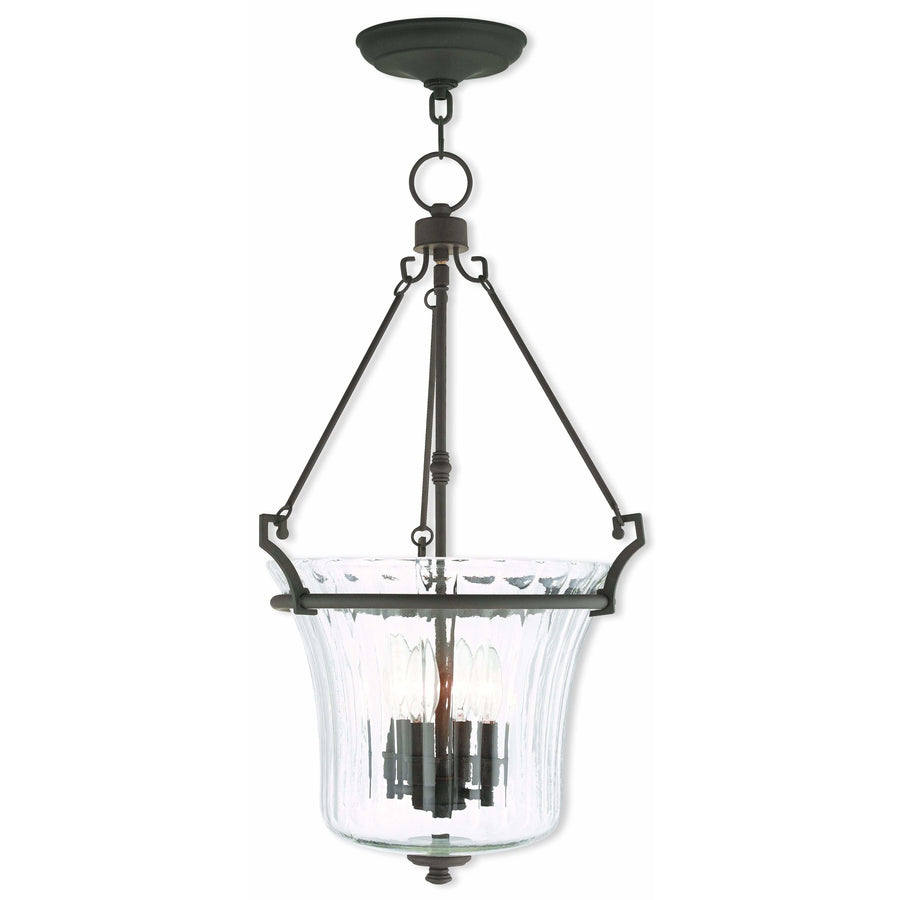 Livex Lighting Pendants Bronze / Hand Crafted Fluted Clear Glass Cortland Bronze Pendant By Livex Lighting 50926-07