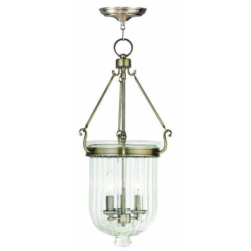 Livex Lighting Pendants Antique Brass / Hand Crafted Clear Melon Glass Coventry Antique Brass Pendant By Livex Lighting 50517-01