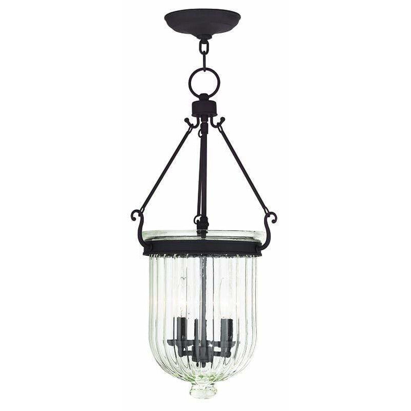 Livex Lighting Pendants Bronze / Hand Crafted Clear Melon Glass Coventry Bronze Pendant By Livex Lighting 50517-07
