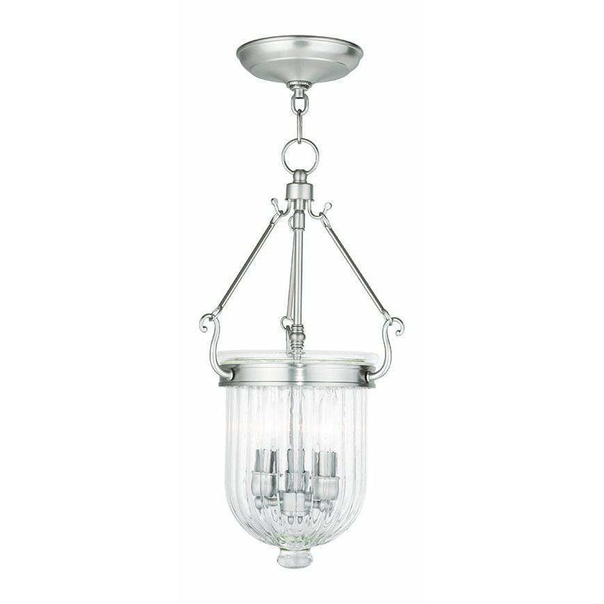 Livex Lighting Pendants Brushed Nickel / Hand Crafted Clear Melon Glass Coventry Brushed Nickel Pendant By Livex Lighting 50515-91