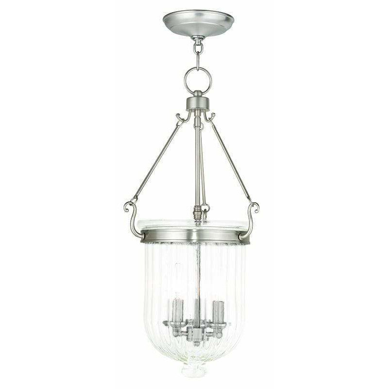 Livex Lighting Pendants Brushed Nickel / Hand Crafted Clear Melon Glass Coventry Brushed Nickel Pendant By Livex Lighting 50517-91