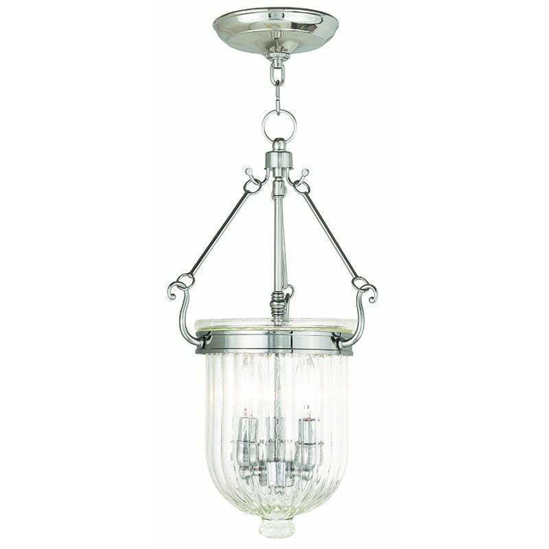 Livex Lighting Pendants Polished Nickel / Hand Crafted Clear Melon Glass Coventry Polished Nickel Pendant By Livex Lighting 50515-35