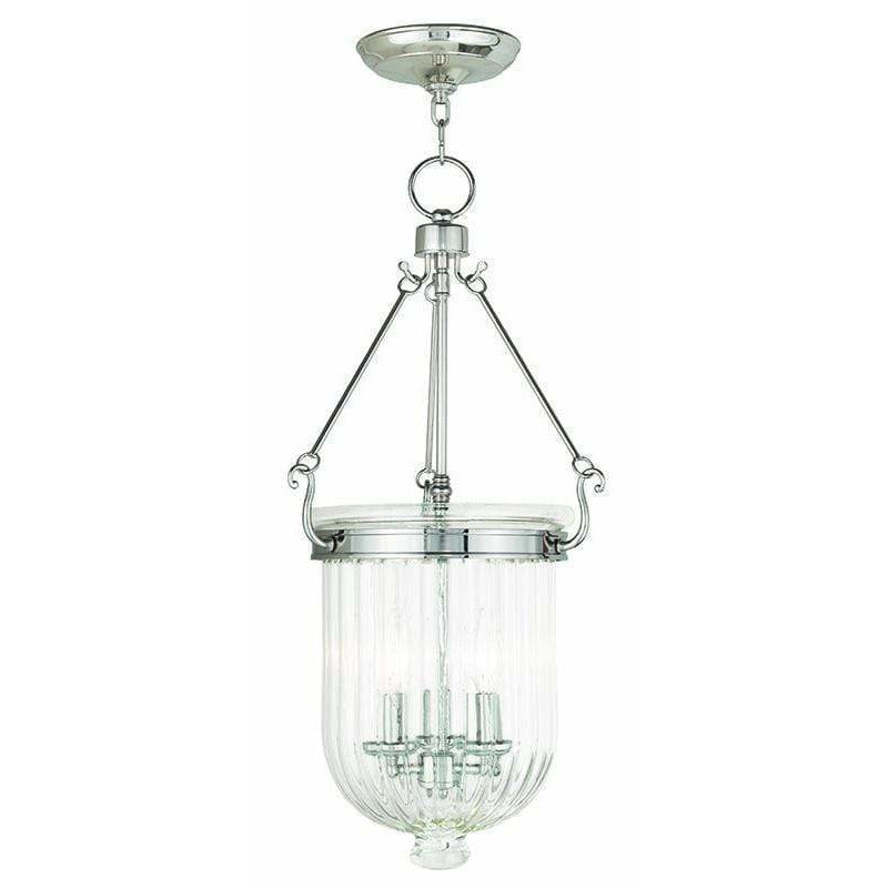 Livex Lighting Pendants Polished Nickel / Hand Crafted Clear Melon Glass Coventry Polished Nickel Pendant By Livex Lighting 50517-35
