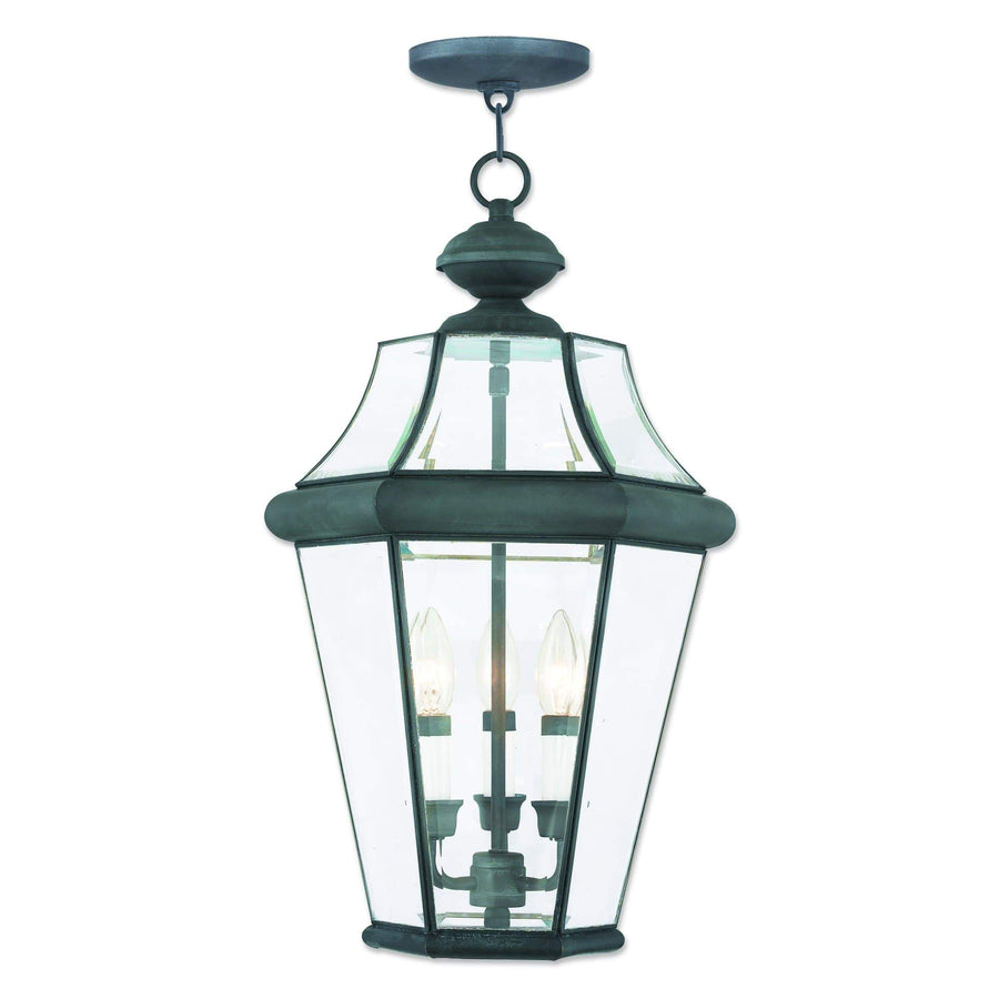Livex Lighting Outdoor Pendants Lanterns Charcoal / Clear Beveled Glass Georgetown Charcoal Outdoor Pendant Lantern  By Livex Lighting 2365-61