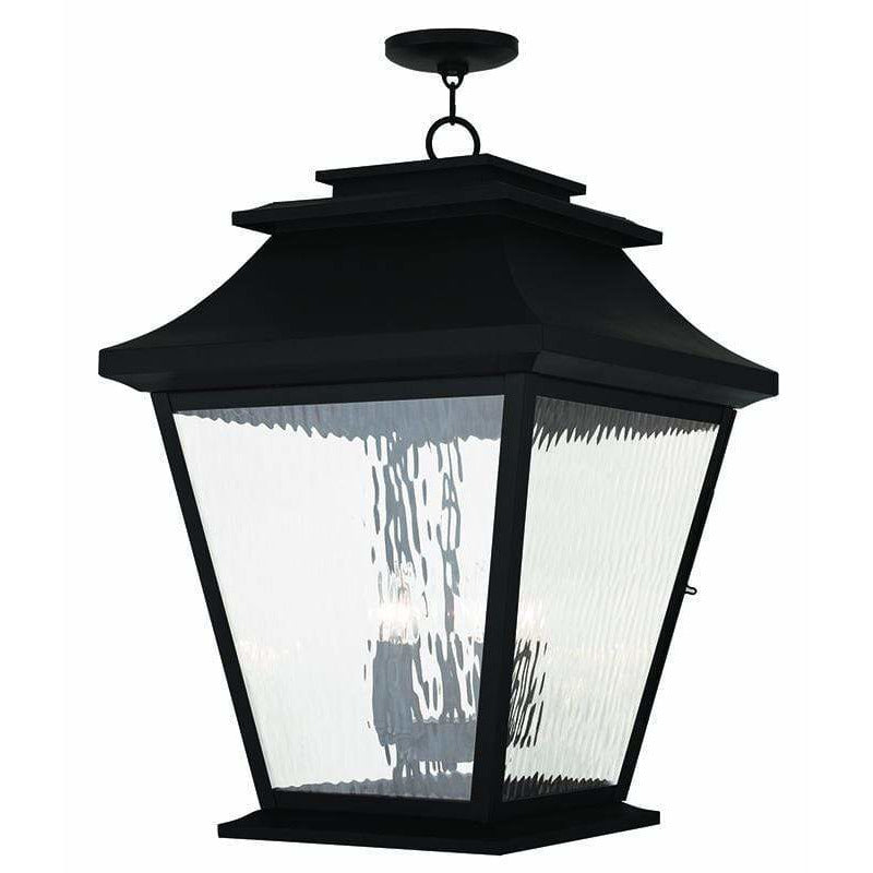 Livex Lighting Outdoor Pendants Lanterns Black / Clear Water Glass Hathaway Black Outdoor Pendant Lantern  By Livex Lighting 20247-04