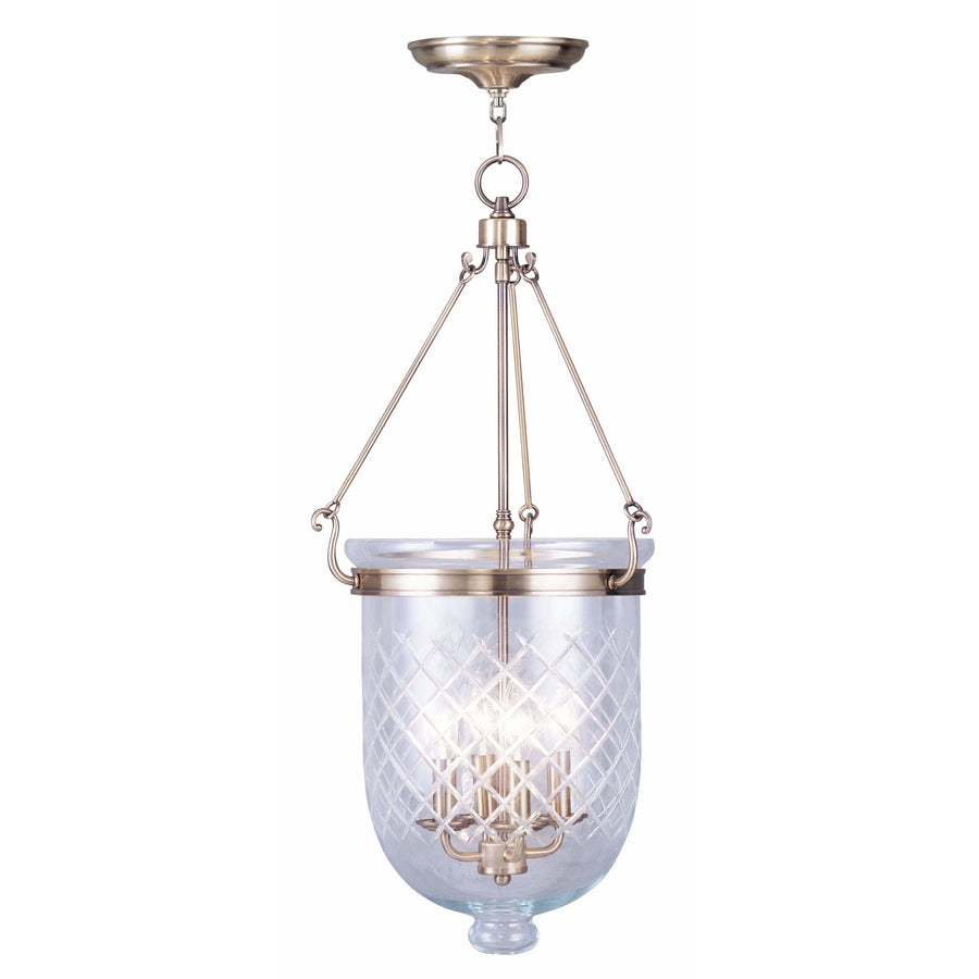 Livex Lighting Chain Lantern Antique Brass / Seeded Glass Jefferson Antique Brass Chain Lantern  By Livex Lighting 5085-01