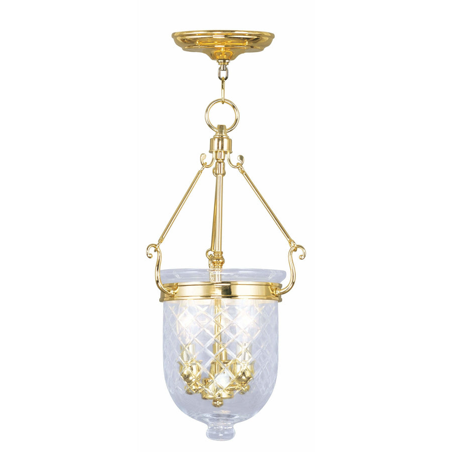 Livex Lighting Chain Lantern Polished Brass / Clear Diamond Glass Jefferson Polished Brass Chain Lantern  By Livex Lighting 5073-02