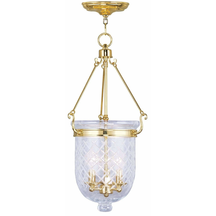 Livex Lighting Chain Lantern Polished Brass / Clear Diamond Glass Jefferson Polished Brass Chain Lantern  By Livex Lighting 5074-02