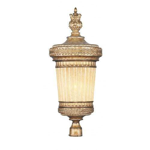 Livex Lighting Outdoor Post Top Hand Painted Vintage Gold Leaf / Hand Crafted Gold Dusted Glass La Bella Hand Painted Vintage Gold Leaf Outdoor Post Top By Livex Lighting 8907-65