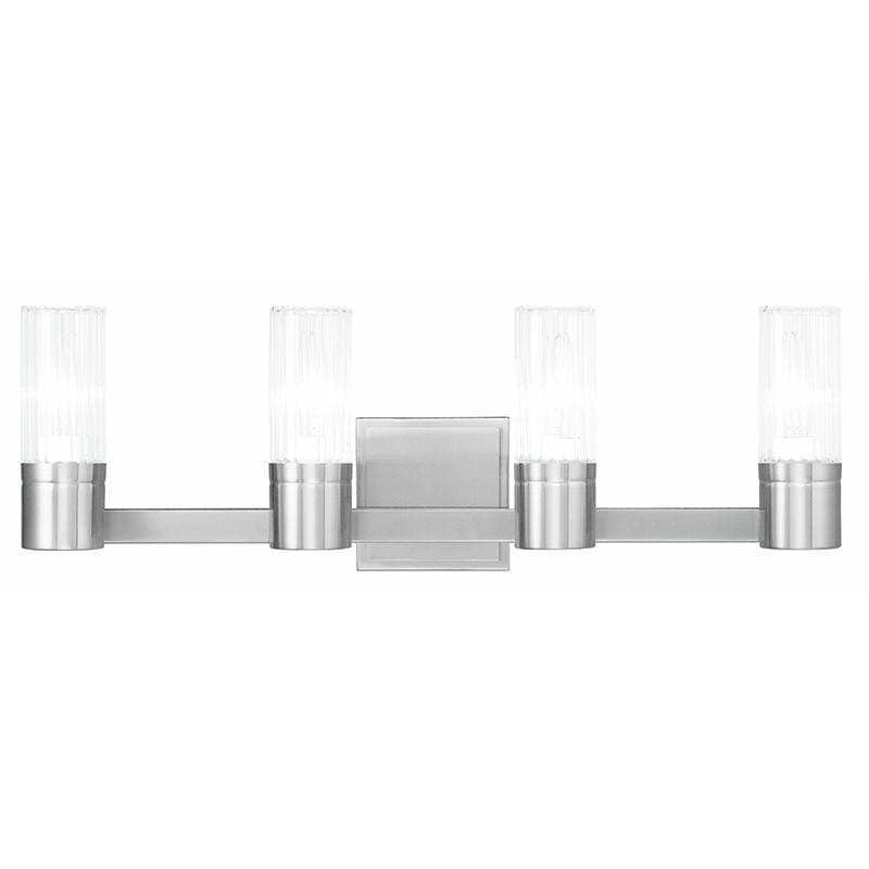 Livex Lighting Bath Vanity Brushed Nickel / Hand Crafted Clear Fluted Glass Midtown  Brushed Nickel Bath Vanity By Livex Lighting 50684-91