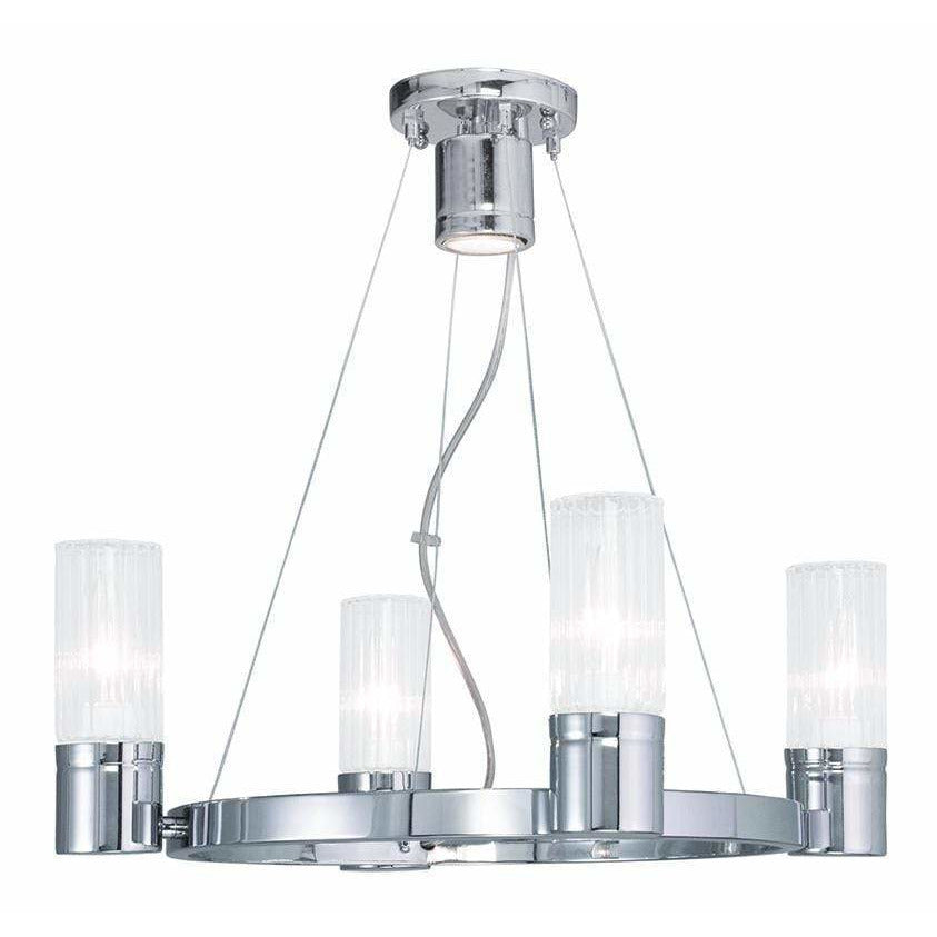 Livex Lighting Chandeliers Polished Chrome / Hand Crafted Clear Fluted Glass Midtown  Polished Chrome Chandelier By Livex Lighting 50694-05