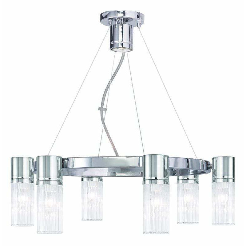 Livex Lighting Chandeliers Polished Chrome / Hand Crafted Clear Fluted Glass Midtown  Polished Chrome Chandelier By Livex Lighting 50696-05
