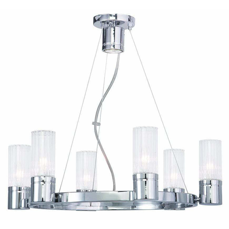 Livex Lighting Chandeliers Polished Chrome / Hand Crafted Clear Fluted Glass Midtown  Polished Chrome Chandelier By Livex Lighting 50696-05