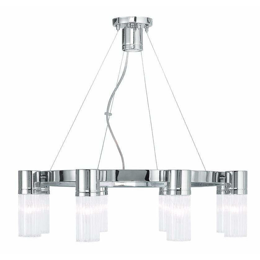 Livex Lighting Chandeliers Polished Chrome / Hand Crafted Clear Fluted Glass Midtown  Polished Chrome Chandelier By Livex Lighting 50698-05
