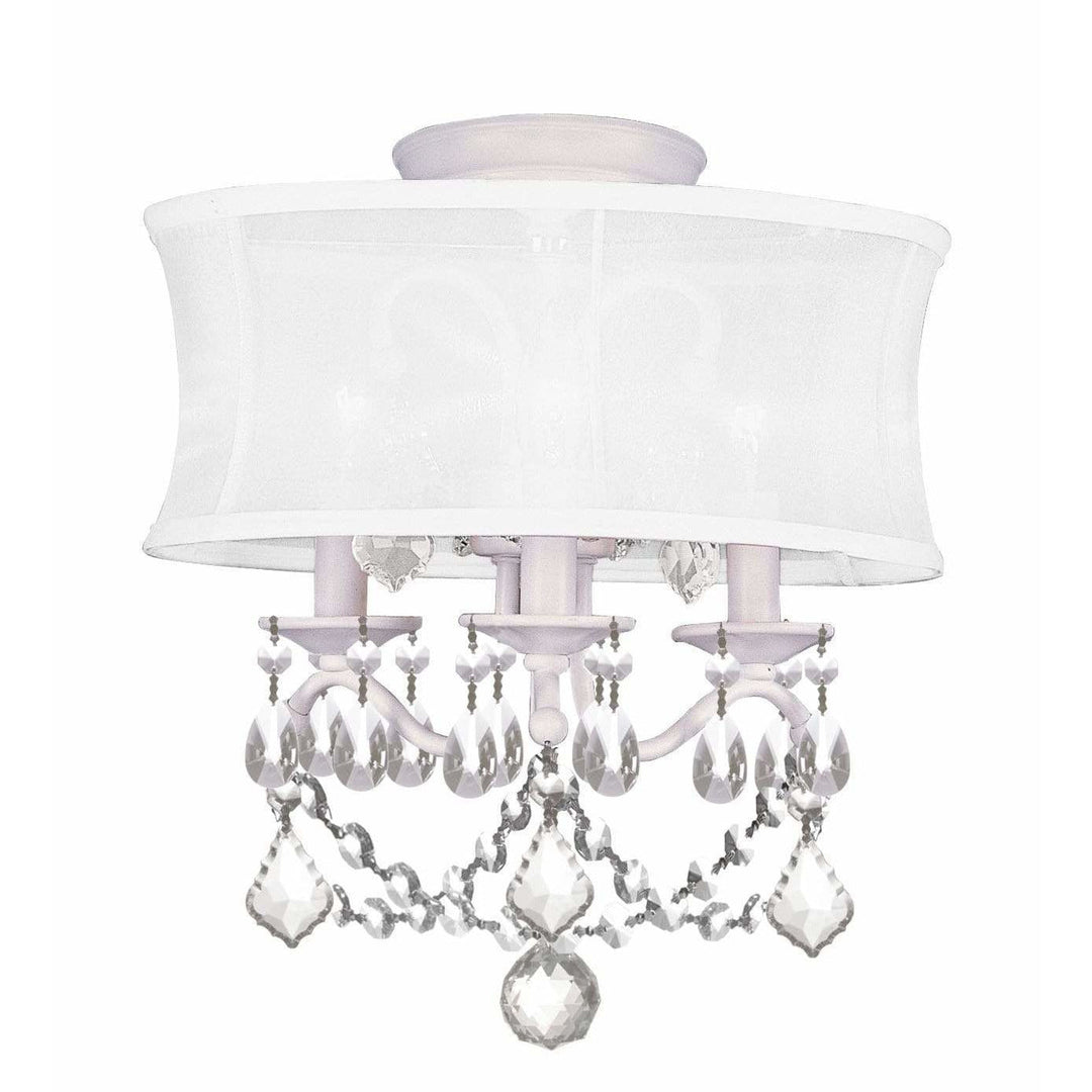 Livex Lighting Convertible Mini Chandeliers/Ceiling Mounts White / Off White Silk Shimmer Shade Newcastle White Convertible Mini Chandelier/Ceiling Mount By Livex Lighting 6303-03
