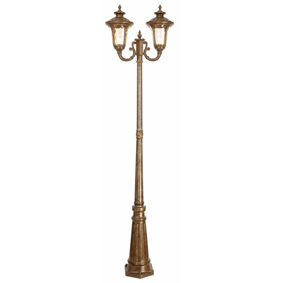Livex Lighting Outdoor 2 Head Post Moroccan Gold / Hand Blown Light Amber Water Glass Oxford Moroccan Gold Outdoor 2 Head Post  By Livex Lighting 7660-50