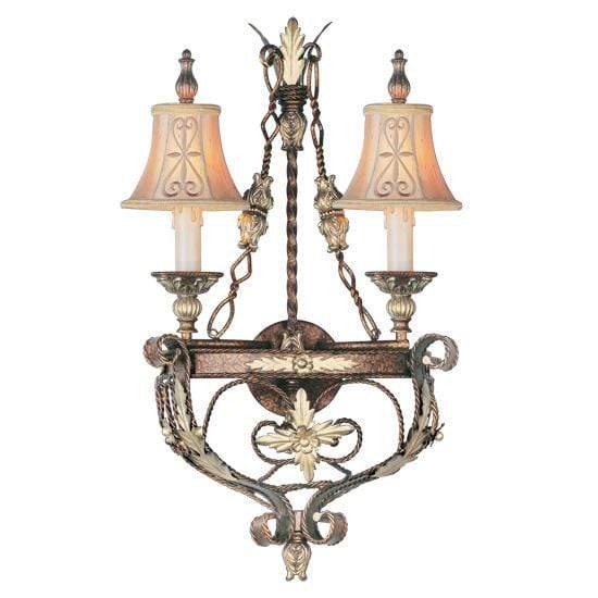 Livex Lighting Wall Sconces Palacial Bronze with Gilded Accents / Hand Embroidered Shades & Decorative Finials Pomplano Palacial Bronze with Gilded Accents Wall Sconce By Livex Lighting 8842-64
