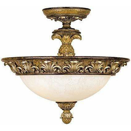 Livex Lighting Ceiling Mounts Venetian Patina / Vintage Carved Scavo Glass Savannah Venetian Patina Ceiling Mount By Livex Lighting 8467-57