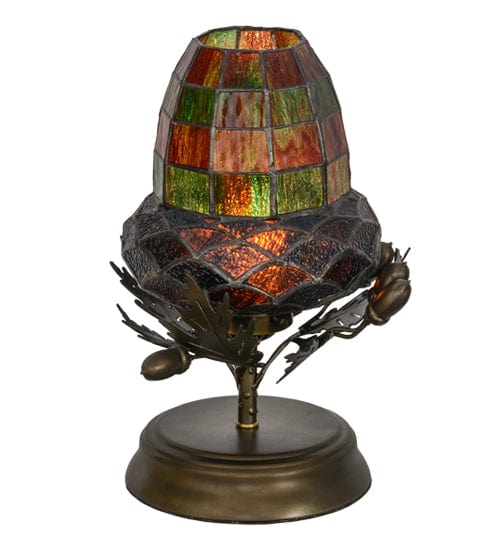 Meyda Lighting 12"H Greenbriar Oak Mini Lamp 152371 Chandelier Palace