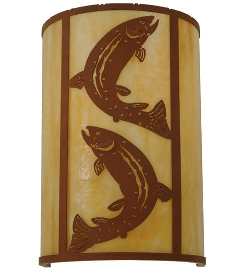 Meyda Lighting 12"W Leaping Trout Wall Sconce 130803 Chandelier Palace